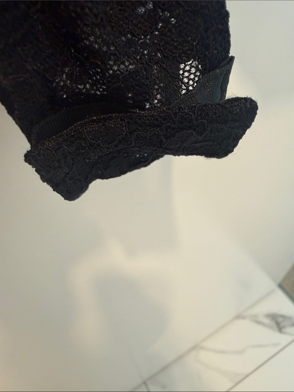 12th Tribe Black Lace Sheer Bodysuit with Scalloped Trim - Picture 5 of 6